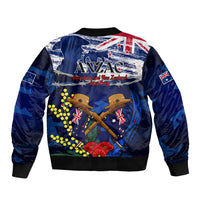 Australia And New Zealand ANZAC Day Sleeve Zip Bomber Jacket Lest We Forget Silver Fern With Golden Wattle LT14 - Polynesian Pride