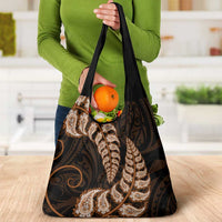 Brown New Zealand Paisley Silver Fern Grocery Bag Aotearoa Maori