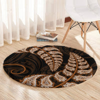 Brown New Zealand Paisley Silver Fern Round Carpet Aotearoa Maori LT14 - Polynesian Pride