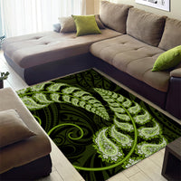 Green New Zealand Paisley Silver Fern Area Rug Aotearoa Maori LT14 - Polynesian Pride