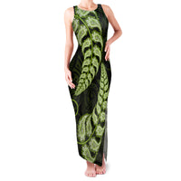 Green New Zealand Paisley Silver Fern Family Matching Tank Maxi Dress and Hawaiian Shirt Aotearoa Maori LT14 Mom's Dress Green - Polynesian Pride