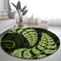 Green New Zealand Paisley Silver Fern Round Carpet Aotearoa Maori LT14 - Polynesian Pride