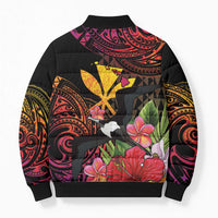 Hawaii Iwa Bird Bomber Puffer Jacket Great Frigatebird Kanaka Tropical Hippie Style - Polynesian Pride