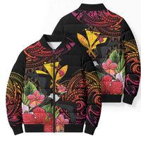 Hawaii Iwa Bird Bomber Puffer Jacket Great Frigatebird Kanaka Tropical Hippie Style - Polynesian Pride