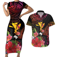 Hawaii Iwa Bird Couples Matching Short Sleeve Bodycon Dress and Hawaiian Shirt Great Frigatebird Kanaka Tropical Hippie Style - Polynesian Pride