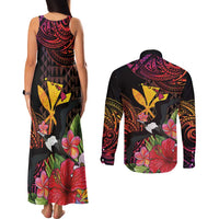Hawaii Iwa Bird Couples Matching Tank Maxi Dress and Long Sleeve Button Shirt Great Frigatebird Kanaka Tropical Hippie Style - Polynesian Pride