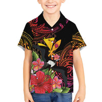 Hawaii Iwa Bird Family Matching Long Sleeve Bodycon Dress and Hawaiian Shirt Great Frigatebird Kanaka Tropical Hippie Style LT14 Son's Shirt Black - Polynesian Pride