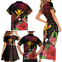 Hawaii Iwa Bird Family Matching Short Sleeve Bodycon Dress and Hawaiian Shirt Great Frigatebird Kanaka Tropical Hippie Style - Polynesian Pride