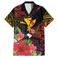 Hawaii Iwa Bird Family Matching Short Sleeve Bodycon Dress and Hawaiian Shirt Great Frigatebird Kanaka Tropical Hippie Style LT14 Dad's Shirt - Short Sleeve Black - Polynesian Pride