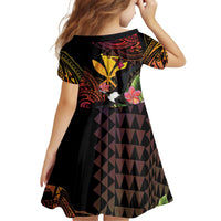 Hawaii Iwa Bird Kid Short Sleeve Dress Great Frigatebird Kanaka Tropical Hippie Style LT14 - Polynesian Pride