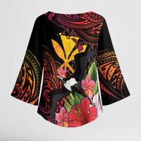 Hawaii Iwa Bird Kimono Sleeve Blouse Great Frigatebird Kanaka Tropical Hippie Style - Polynesian Pride