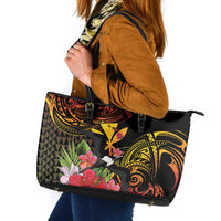 Hawaii Iwa Bird Leather Tote Bag Great Frigatebird Kanaka Tropical Hippie Style LT14 Black - Polynesian Pride