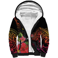 Hawaii Iwa Bird Sherpa Hoodie Great Frigatebird Kanaka Tropical Hippie Style - Polynesian Pride