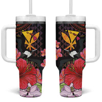 Hawaii Iwa Bird Tumbler With Handle Great Frigatebird Kanaka Tropical Hippie Style LT14 One Size: 40 oz Black - Polynesian Pride