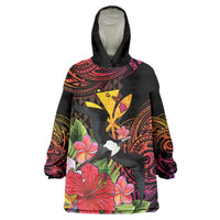 Hawaii Iwa Bird Wearable Blanket Hoodie Great Frigatebird Kanaka Tropical Hippie Style - Polynesian Pride