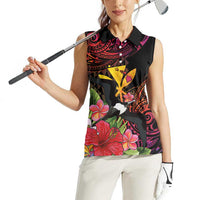 Hawaii Iwa Bird Women Sleeveless Polo Shirt Great Frigatebird Kanaka Tropical Hippie Style - Polynesian Pride