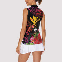 Hawaii Iwa Bird Women Sleeveless Polo Shirt Great Frigatebird Kanaka Tropical Hippie Style - Polynesian Pride