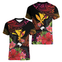 Hawaii Iwa Bird Women V-Neck T-Shirt Great Frigatebird Kanaka Tropical Hippie Style - Polynesian Pride