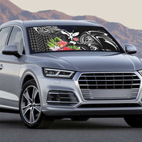 Hawaii Iwa Bird Auto Sun Shade Great Frigatebird Kanaka Tropical Flowers - Polynesian Pride