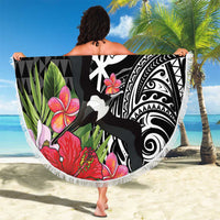 Hawaii Iwa Bird Beach Blanket Great Frigatebird Kanaka Tropical Flowers - Polynesian Pride