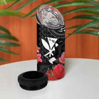 Hawaii Iwa Bird 4 in 1 Can Cooler Tumbler Great Frigatebird Kanaka Tropical Flowers - Polynesian Pride
