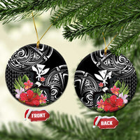 Hawaii Iwa Bird Ceramic Ornament Great Frigatebird Kanaka Tropical Flowers - Polynesian Pride