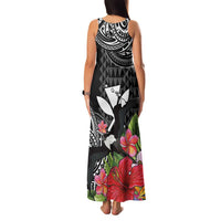 Hawaii Iwa Bird Family Matching Tank Maxi Dress and Hawaiian Shirt Great Frigatebird Kanaka Tropical Flowers - Polynesian Pride