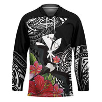 Hawaii Iwa Bird Hockey Jersey Great Frigatebird Kanaka Tropical Flowers - Polynesian Pride