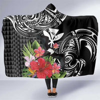 Hawaii Iwa Bird Hooded Blanket Great Frigatebird Kanaka Tropical Flowers - Polynesian Pride