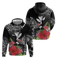 Hawaii Iwa Bird Hoodie Great Frigatebird Kanaka Tropical Flowers - Polynesian Pride
