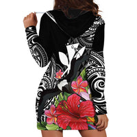 Hawaii Iwa Bird Hoodie Dress Great Frigatebird Kanaka Tropical Flowers - Polynesian Pride