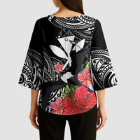 Hawaii Iwa Bird Kimono Sleeve Blouse Great Frigatebird Kanaka Tropical Flowers - Polynesian Pride