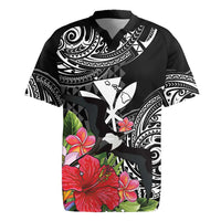 Hawaii Iwa Bird Rugby Jersey Great Frigatebird Kanaka Tropical Flowers - Polynesian Pride