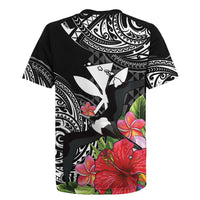 Hawaii Iwa Bird Rugby Jersey Great Frigatebird Kanaka Tropical Flowers - Polynesian Pride