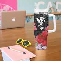 Hawaii Iwa Bird Tumbler With Handle Great Frigatebird Kanaka Tropical Flowers - Polynesian Pride