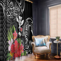 Hawaii Iwa Bird Window Curtain Great Frigatebird Kanaka Tropical Flowers - Polynesian Pride