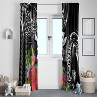 Hawaii Iwa Bird Window Curtain Great Frigatebird Kanaka Tropical Flowers - Polynesian Pride