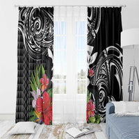 Hawaii Iwa Bird Window Curtain Great Frigatebird Kanaka Tropical Flowers - Polynesian Pride