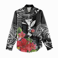 Hawaii Iwa Bird Women Casual Shirt Great Frigatebird Kanaka Tropical Flowers - Polynesian Pride