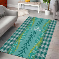 Teal Palaka Hawaii Iwa Bird Area Rug Hawaiian Kakau Jade Vine Lei - Polynesian Pride
