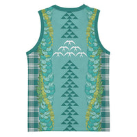 Teal Palaka Hawaii Iwa Bird Basketball Jersey Hawaiian Kakau Jade Vine Lei - Polynesian Pride