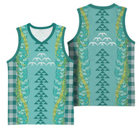 Teal Palaka Hawaii Iwa Bird Basketball Jersey Hawaiian Kakau Jade Vine Lei - Polynesian Pride
