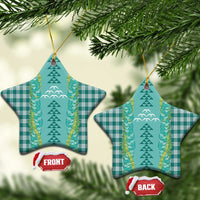 Teal Palaka Hawaii Iwa Bird Ceramic Ornament Hawaiian Kakau Jade Vine Lei - Polynesian Pride