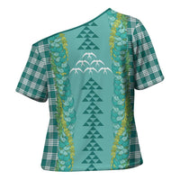 Teal Palaka Hawaii Iwa Bird Cross Shoulder Shirt Hawaiian Kakau Jade Vine Lei LT14 - Polynesian Pride