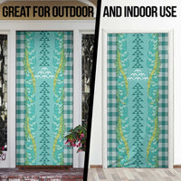 Teal Palaka Hawaii Iwa Bird Door Cover Hawaiian Kakau Jade Vine Lei - Polynesian Pride