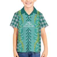 Teal Palaka Hawaii Iwa Bird Family Matching Mermaid Dress and Hawaiian Shirt Hawaiian Kakau Jade Vine Lei LT14 Son's Shirt Teal - Polynesian Pride