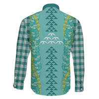 Teal Palaka Hawaii Iwa Bird Family Matching Off Shoulder Short Dress and Hawaiian Shirt Hawaiian Kakau Jade Vine Lei LT14 - Polynesian Pride