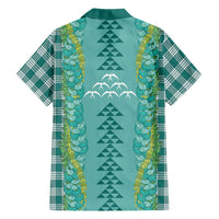 Teal Palaka Hawaii Iwa Bird Family Matching Short Sleeve Bodycon Dress and Hawaiian Shirt Hawaiian Kakau Jade Vine Lei LT14 - Polynesian Pride
