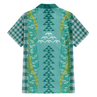 Teal Palaka Hawaii Iwa Bird Hawaiian Shirt Hawaiian Kakau Jade Vine Lei - Polynesian Pride