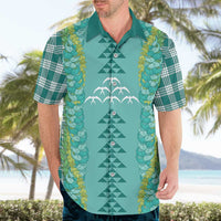 Teal Palaka Hawaii Iwa Bird Hawaiian Shirt Hawaiian Kakau Jade Vine Lei LT14 - Polynesian Pride